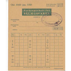 Rationeringsmærkeark 2. V.Krig- Forbrugerkort