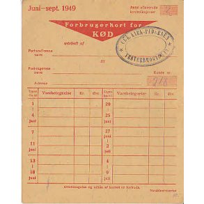 Rationeringsmærkeark 2. V.Krig- Forbrugerkort