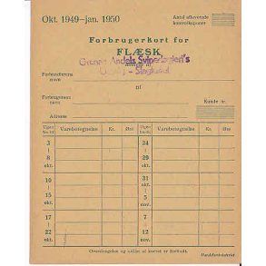 Rationeringsmærkeark 2. V.Krig- Forbrugerkort