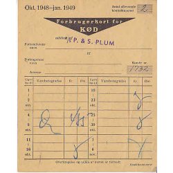 Rationeringsm&aelig;rkeark 2. V.Krig- Forbrugerkort