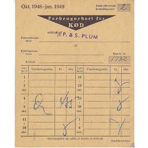 Rationeringsmærkeark 2. V.Krig- Forbrugerkort