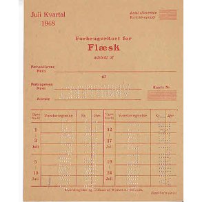 Rationeringsmærkeark 2. V.Krig- Forbrugerkort