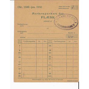 Rationeringsmærkeark 2. V.Krig- Forbrugerkort