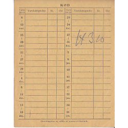 Rationeringsm&aelig;rkeark 2. V.Krig- Forbrugerkort
