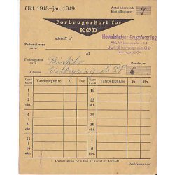 Rationeringsm&aelig;rkeark 2. V.Krig- Forbrugerkort
