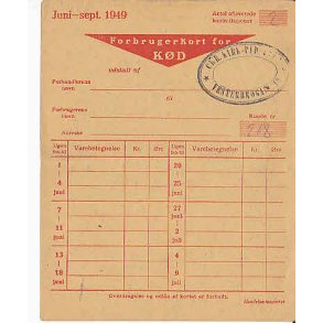 Rationeringsmærkeark 2. V.Krig- Forbrugerkort