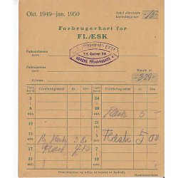 Rationeringsm&aelig;rkeark 2. V.Krig- Forbrugerkort