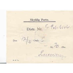 Efterporto - Skyldig Porto (Debetseddel)