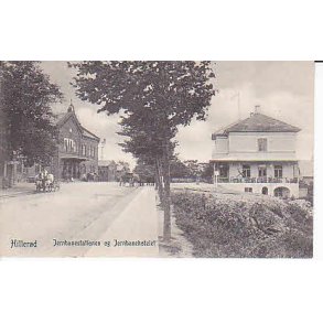 Hillerd Jernbanestationen og Hotellet - P.A. 1909