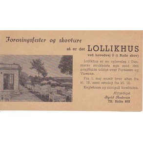 Lollikhus - Birkerød.Reklamekort