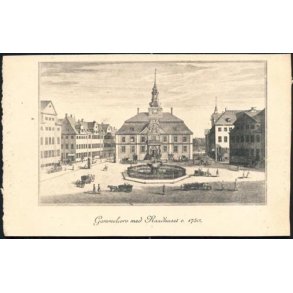Gammeltorv med Raadhuset c. 1750 - Kartonkort