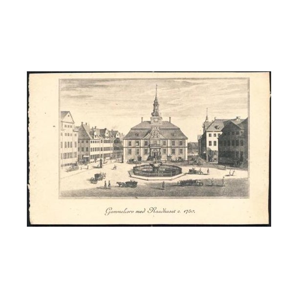 Gammeltorv med Raadhuset c. 1750 - Kartonkort