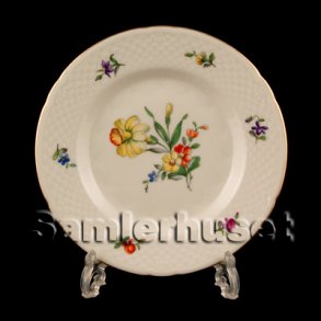 Saxisk Blomst Cremet Kagetallerken 15 cm.