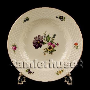 Saxisk Blomst Cremet Tallerken dyb 24 cm.