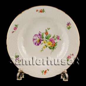 Saxisk Blomst Hvid Tallerken Dyb 21 cm.