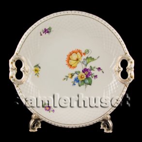 Saxisk Blomst Hvid Kagefad 26 cm.