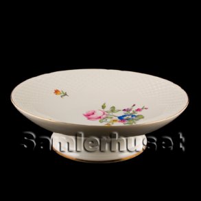 Saxisk Blomst Hvid Kagefad p fod 7x24 cm.