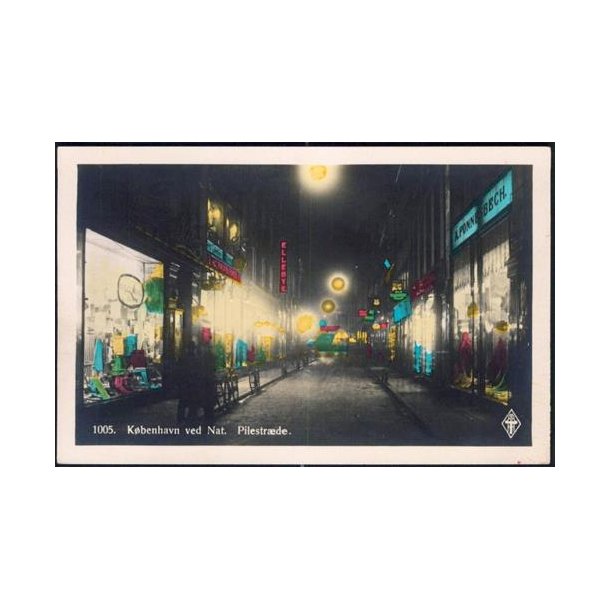 K&oslash;benhavn ved Nat - Pilestr&aelig;de. AATH 1005