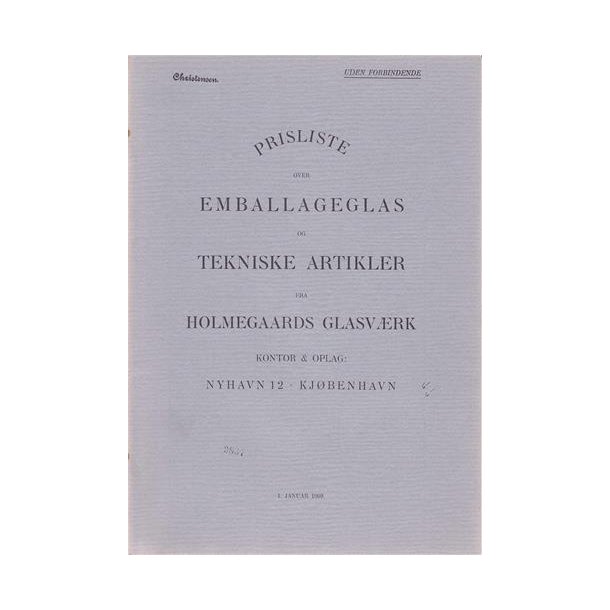 Prisliste over Embalageglas - Holmegaard 1909
