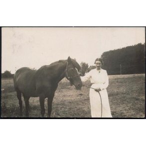 Fotokort Ukendt - Hestedame? - Brugt