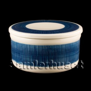 Blå Koka Smørskål m. låg. 6½x13 cm.