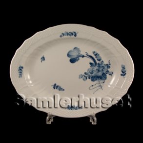 Bl Blomst Svejfet Stegefad 40 x32 cm.