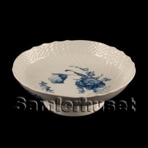 Bl Blomst Svejfet Kagefad p lav fod