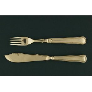 Dobbeltriflet Fiskekniv og gaffel, 21 cm.-19 ½ cm.