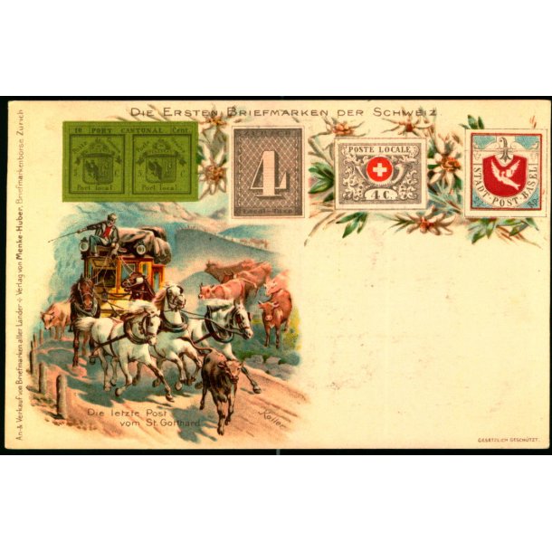 Frim&aelig;rkepostkort - Die Ersten Briefmarken der Schweiz - Merke-Huber u/n