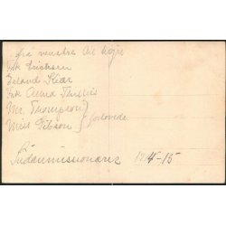 Sudanmission&aelig;rer 1914-15 - Fotokort med navne p&aring; bagsiden.