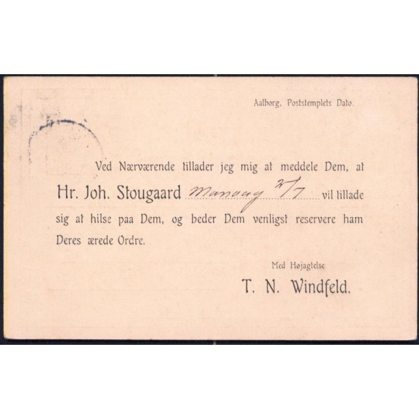 T.N. Windfeld - 1904 - Helsagskort u/n