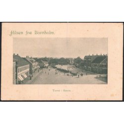 Hilsen fra Rnne - Torvet i Rnne - (Forside af kortmappe)