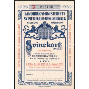 Svinekort - 1939