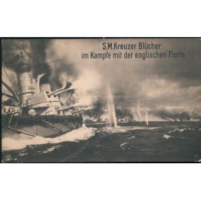 S.M. Kreuzer Bl&uuml;cher im Kampfe mit der englischen Flotte - Fotokort u/n