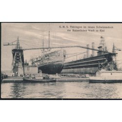 S.M.S. Th&uuml;ringen im neuen Schwimmdock der Kaiserlichen Werft zu Kiel - Lempe 372
