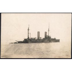 Bombet Krigsskib - Fotokort u/n