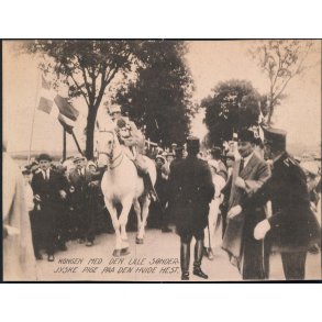 Kongen med den lille Snderjyske Pige paa den Hvide Hest - Billedekort u/n