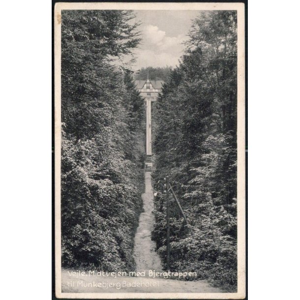 Vejle - Midtvejen med Bjergtrappen til Munkebjerg Badehotel - H.B. 74866