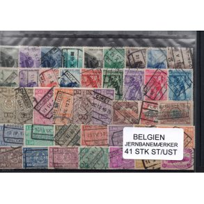 Belgien - Samling Jernbanem&aelig;rker - 41 stk. Stemplet/Utemplet