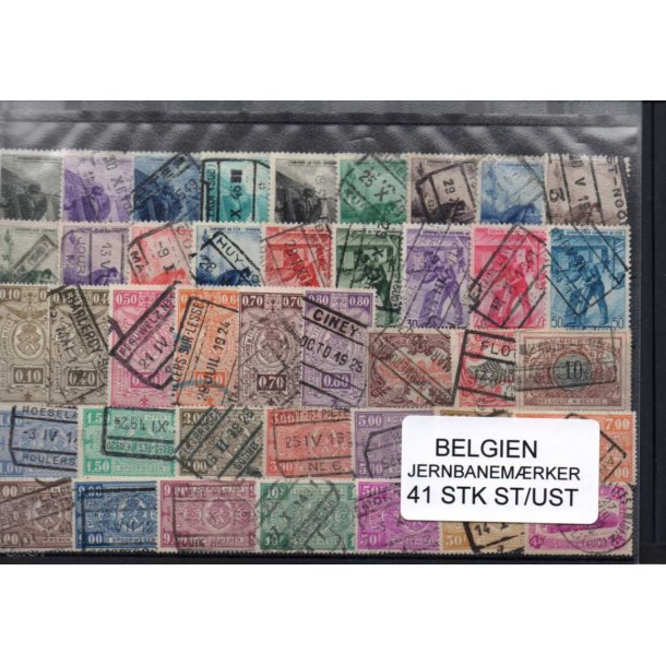 Belgien - Samling Jernbanem&aelig;rker - 41 stk. Stemplet/Utemplet