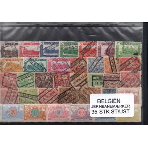Belgien - Samling Jernbanem&aelig;rker - 35 stk. Stemplet/Utemplet