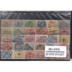 Belgien - Samling Jernbanem&aelig;rker - 30 stk. Stemplet/Utemplet0