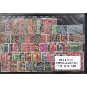 Belgien - Samling Jernbanem&aelig;rker - 67 stk. Stemplet/Utemplet