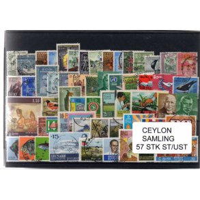 Ceylon/sri Lanka Samling - 57 Stk. Stempler/Ustemplet