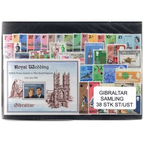 Gibraltar Samling - 38 Stk. Stemplet/Ustemplet