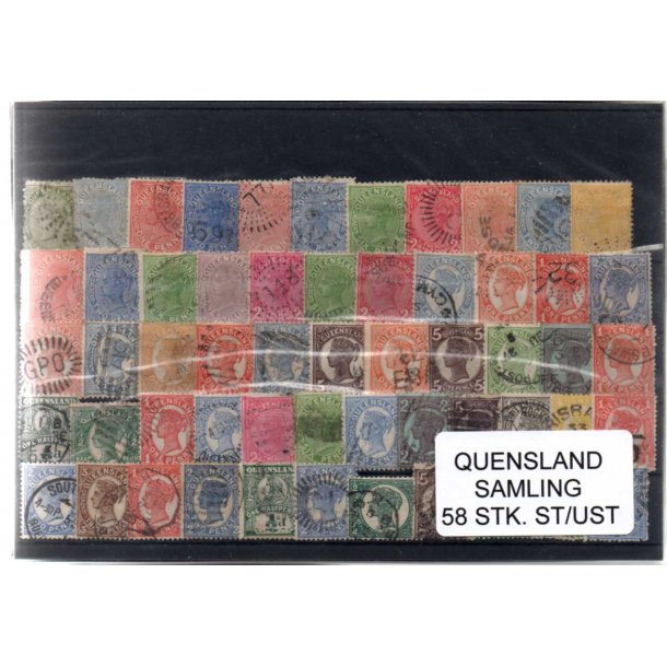 Quensland Samling - 58 Stk. Stemplet/Ustemplet