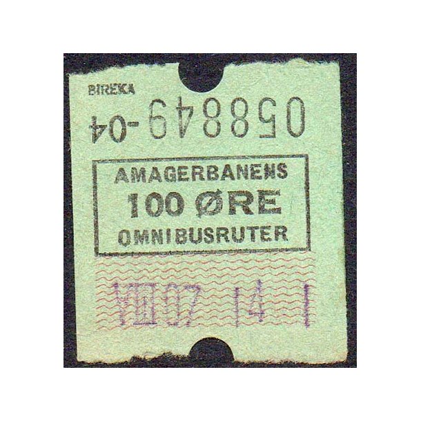 Amagerbanens Omnibusruter - 100 &Oslash;re