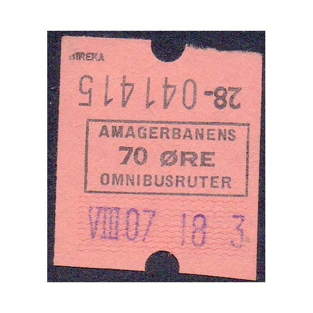 Amagerbanens Omnibusruter - 70 &Oslash;re