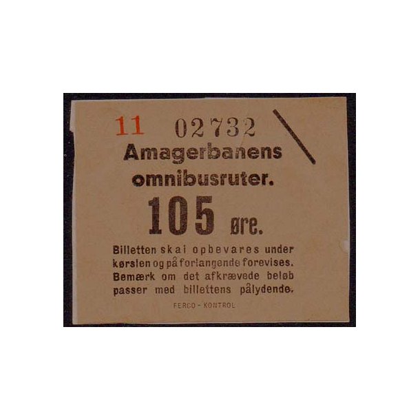 Amagerbanens Omnibusruter - 105 &Oslash;re