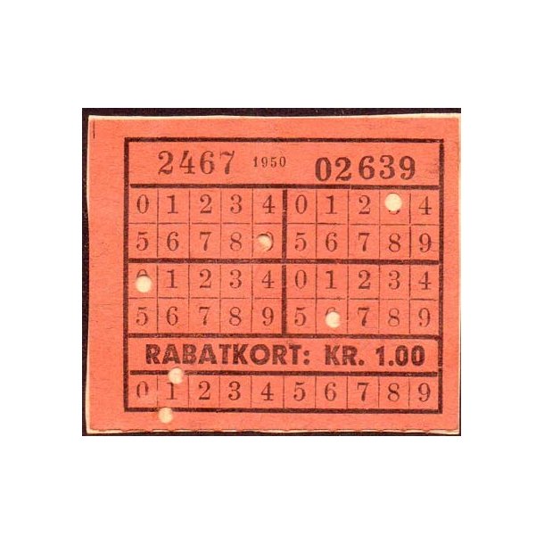 K&oslash;benhavns Sporveje - 1950 - Rabatkort Kr. 1,00